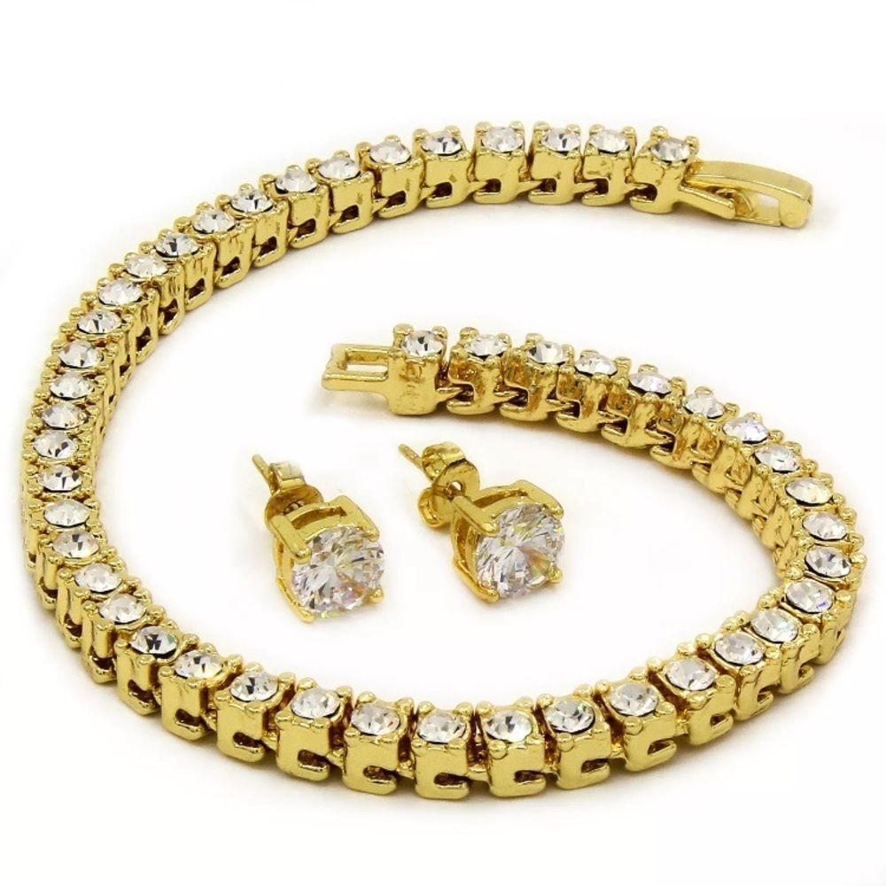 14K Gold Plated Bracelet And Earring Set